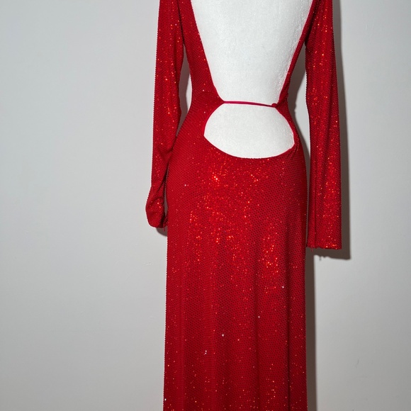 Sergio Hudson Women's Red Crystal-Embellished Open-Back Gown Dress - Picture 5 of 9